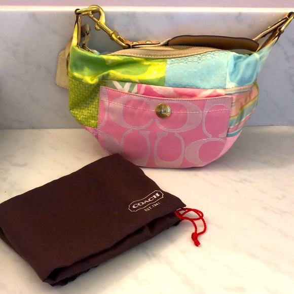 Coach multi color Hamptons hobo mini bag
